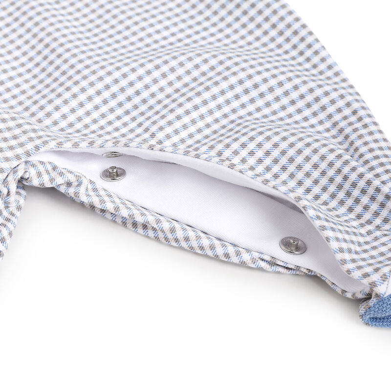 Boys White Checkered Leg Opening Babysuit image number 4